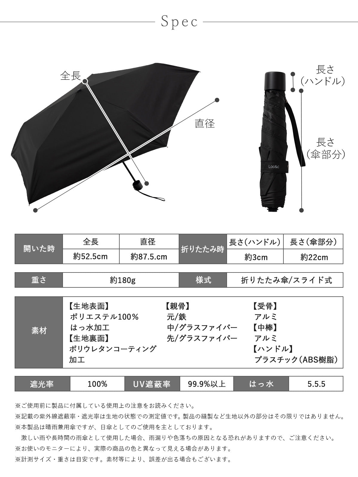 完全遮光の折りたたみ日傘|ALUCOOL プティ 22cm 軽量モデル 晴雨兼用・UVカット率99.9%・遮熱&撥水機能付き