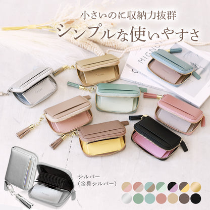 クレカケース 本革ミニ財布 じゃばら式 シルバー