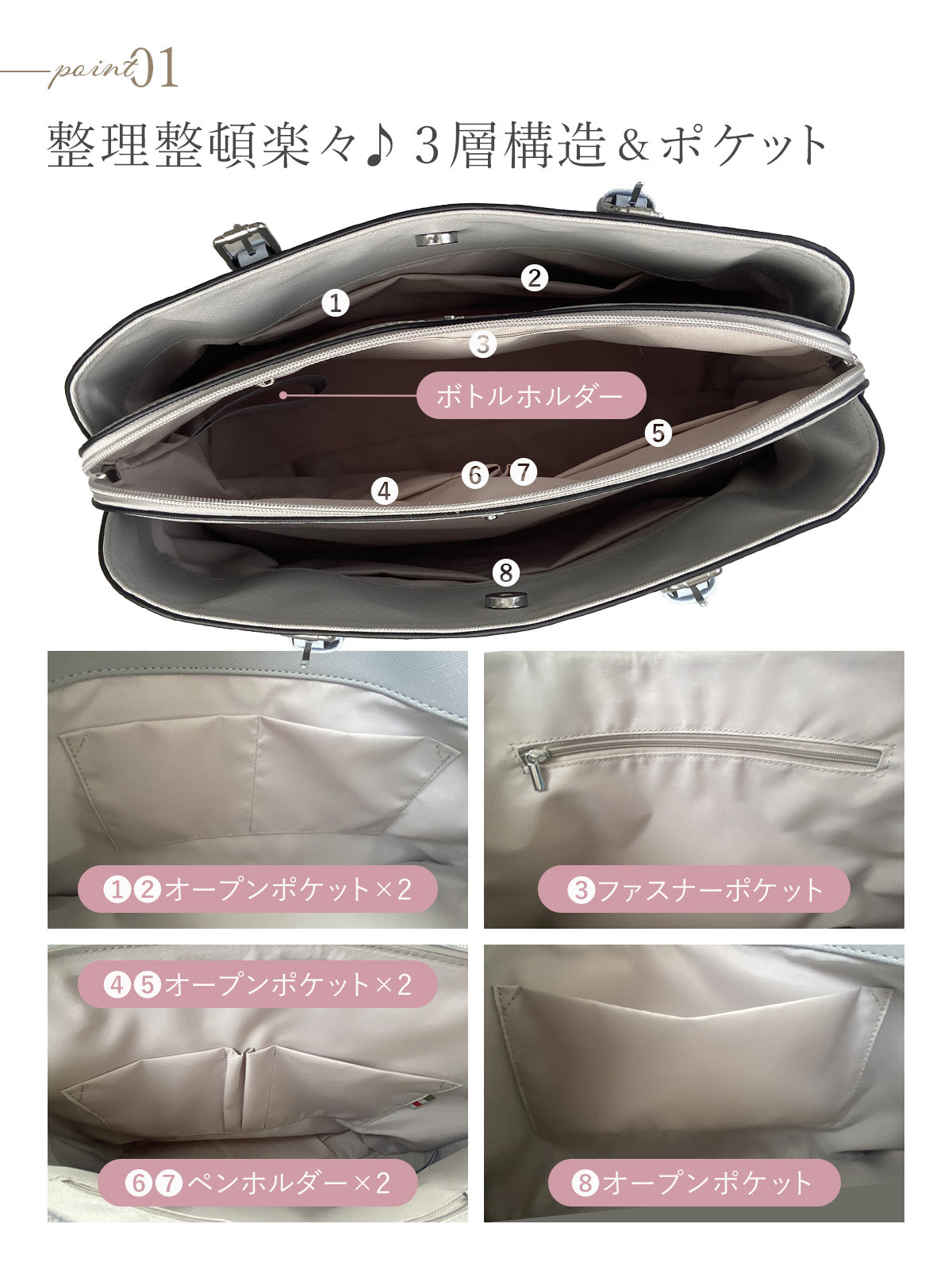 レディース 3層構造ビジネスバッグ｜オシャレなバイカラー×A4対応 大容量×防水｜通勤・就活リクルートに