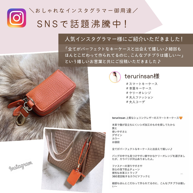 高見え本革 スマートキーケース｜カラビナ＆クリア窓付き メンズ・レディース