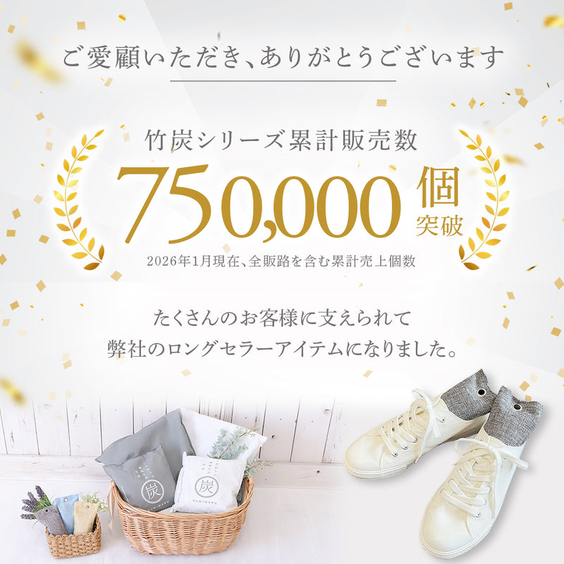 靴 消臭 くり返し使える 竹炭パック｜天然孟宗竹100％ 【除湿＆菌抑制効果】 置くだけでムレ・ニオイ対策