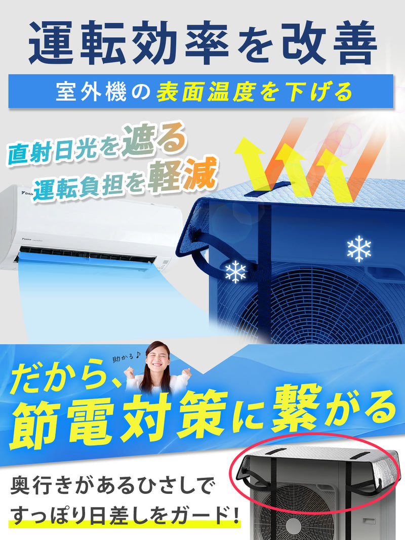 選べる3タイプ・取付簡単 【室外機カバー】 強力遮熱 アルミ｜業務用 家庭用 エアコン 日よけ カバー 節電 室外機 遮熱 省エネ