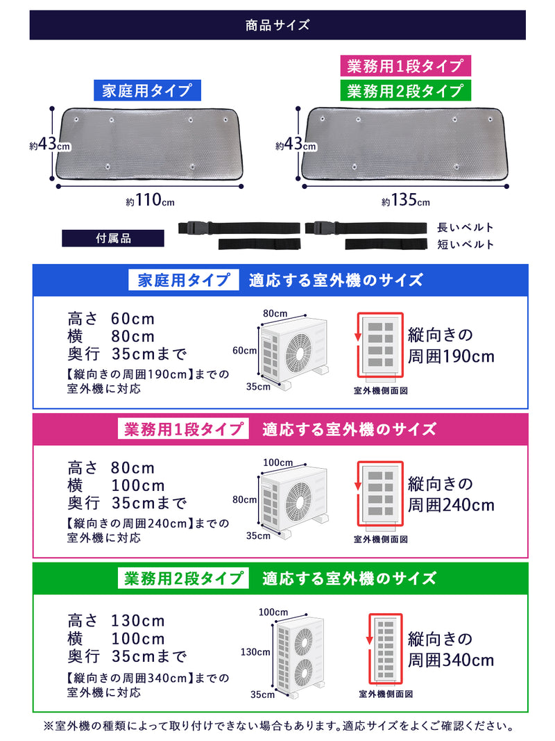 選べる3タイプ・取付簡単 【室外機カバー】 強力遮熱 アルミ｜業務用 家庭用 エアコン 日よけ カバー 節電 室外機 遮熱 省エネ