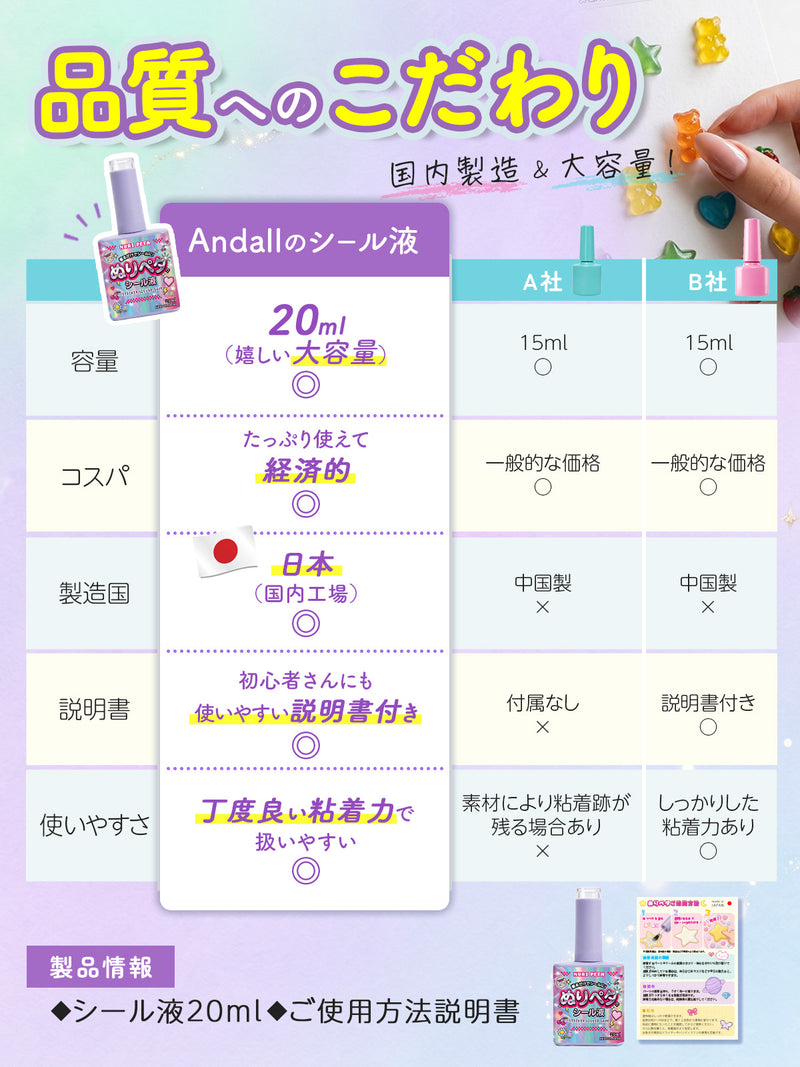 『安心の日本製』 シール 粘着復活剤 シール液 【大容量 20ml】シールが作れる 手作りシール テレビで話題 簡単 シル活 ぬりペタ