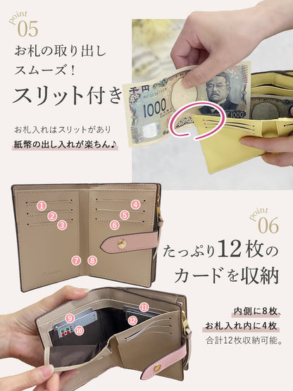 二つ折り財布 レディース 本革 おしゃれ Annekor アンコール