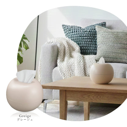 ティッシュケース ティッシュポット おしゃれ 丸形 グレージュ ベージュ