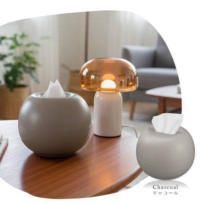 ティッシュケース ティッシュポット おしゃれ 丸形 チャコール ダークグレー