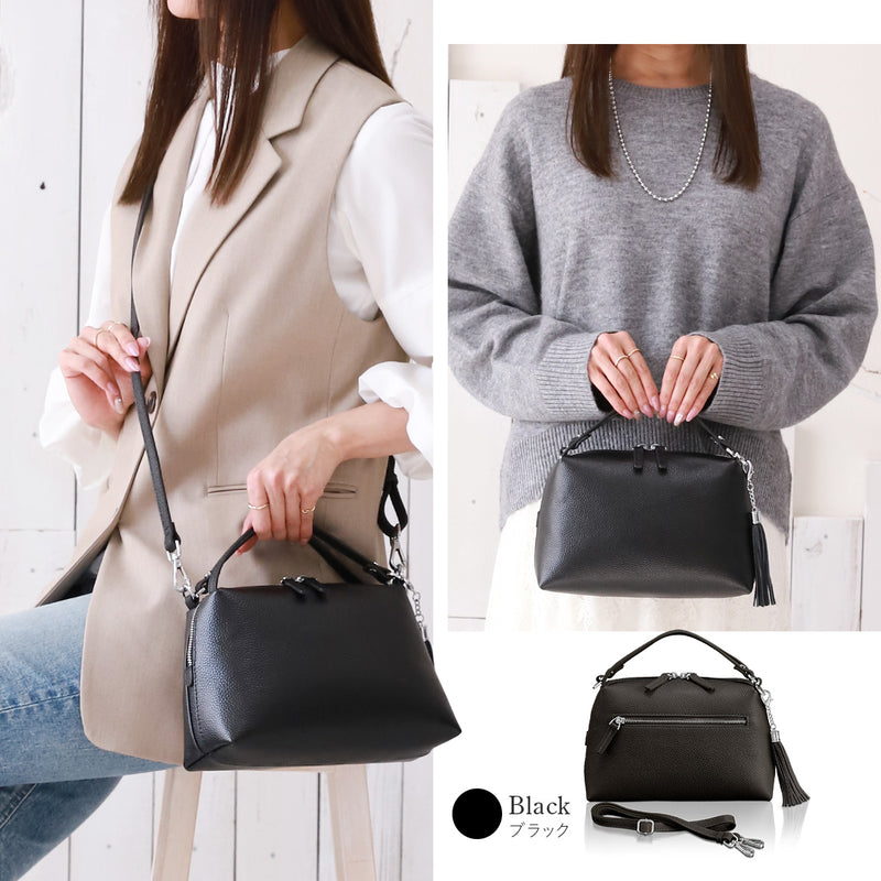 本革 ショルダーバッグ レディース 【サッと持てるダブルストラップ】 2WAY＆斜めがけ ハンドバッグ フォーマルにも