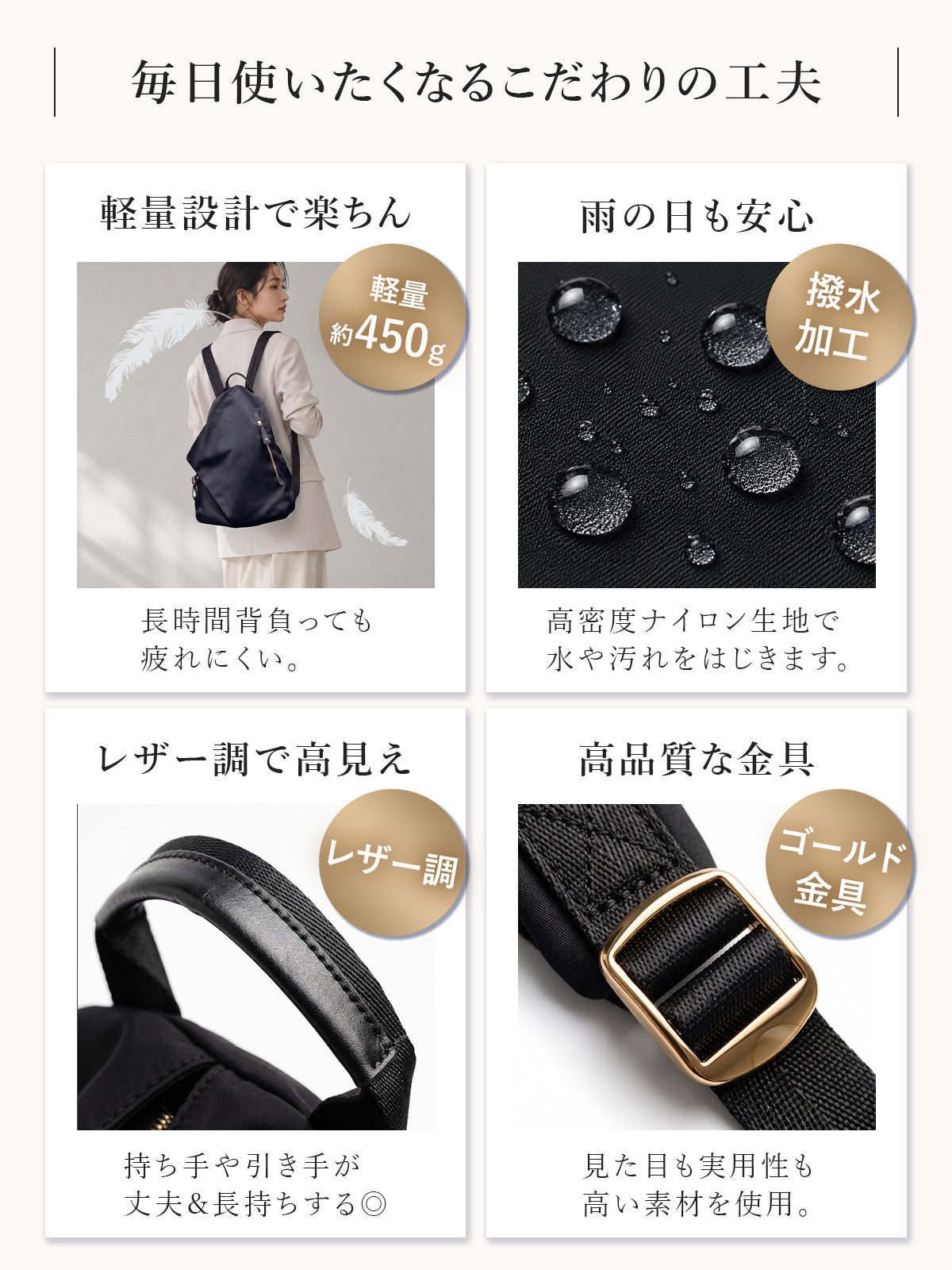 ナイロンリュック レディース 大人撥水 軽量 A4 三角 おしゃれ シンプル 送料無料 両面ファスナー 背面ファスナー 