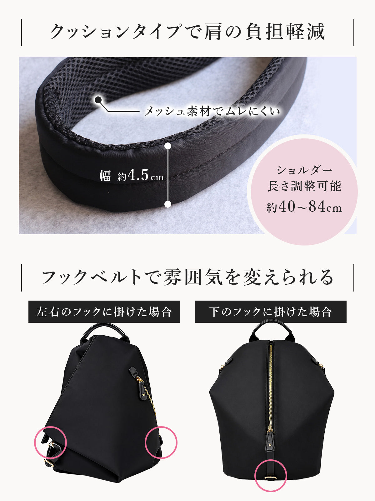 ナイロンリュック レディース 大人撥水 軽量 A4 三角 おしゃれ シンプル 送料無料 両面ファスナー 背面ファスナー 